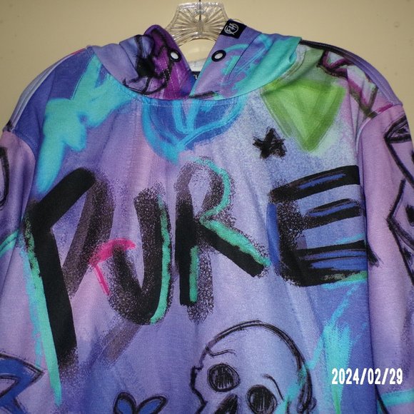 " FRESHOODS " PURE PATTERN MULTI-COLORED LONG SLEEVE HOODED SWEATSHIRT - Picture 4 of 12